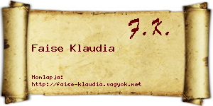 Faise Klaudia névjegykártya
